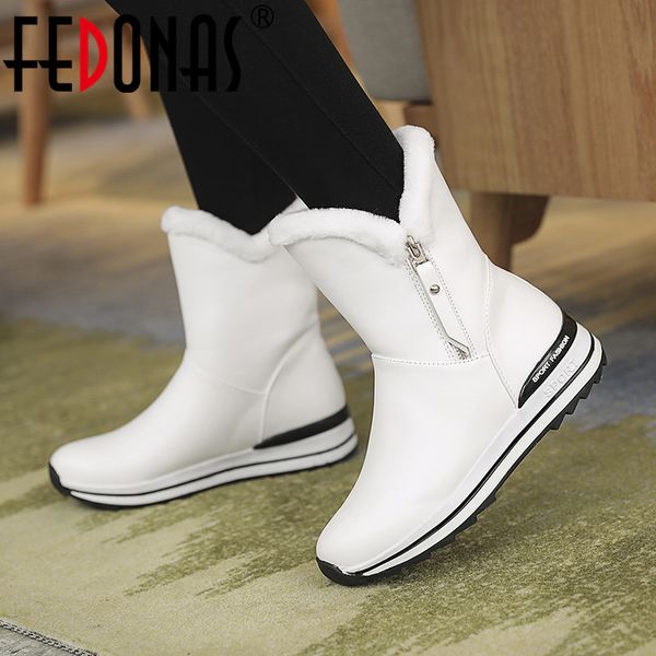 

fedonas women autumn winter snow wedges heels bowtie party shoes woman cute platforms high mid-calf boots q1104, Black