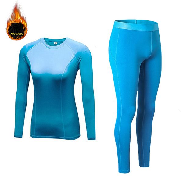 

new women's set winter thermal fleece sportsuits long sleeve running t-shirts+warmer pants add wool sportswear sleepwear set, Black;brown