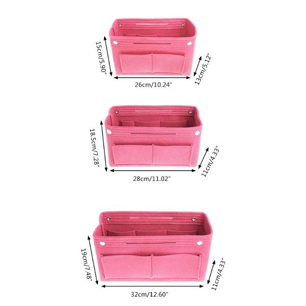 

women's casual felt makeup bag handbag organizer purse insert bag fabric storage cosmetic pouch bags for women travel