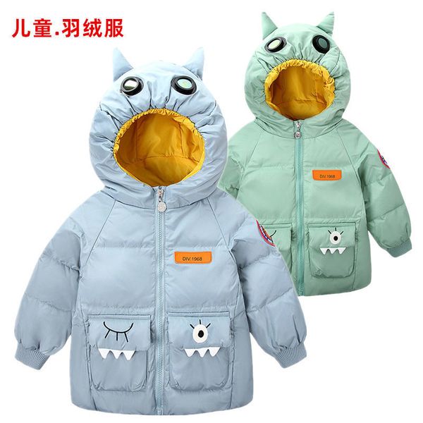 

children's down thick style new winter 2020 girls boys children cotton clothes jacket baby warm coat 7079, Blue;gray