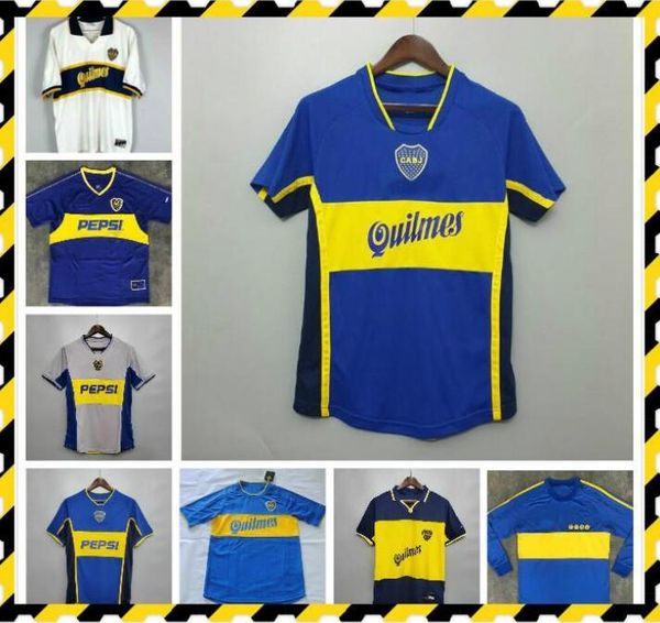 

95 96 97 98 99 2000 2001 2002 2005 retro boca juniors soccer jersey maradona roman palermo palermo home away vintage football shirt s-2xl, Black;yellow