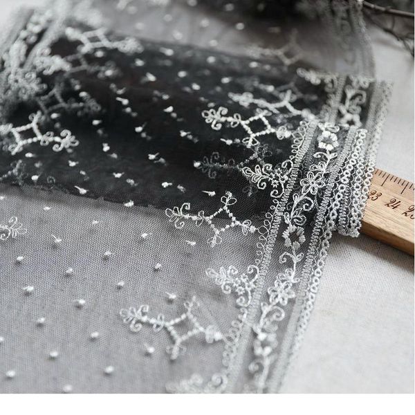 

22cm wide 5meter/pack bilateral polyester black mesh embroider lace fabric mesh have stretch sewing trim dress accessor jllgjn