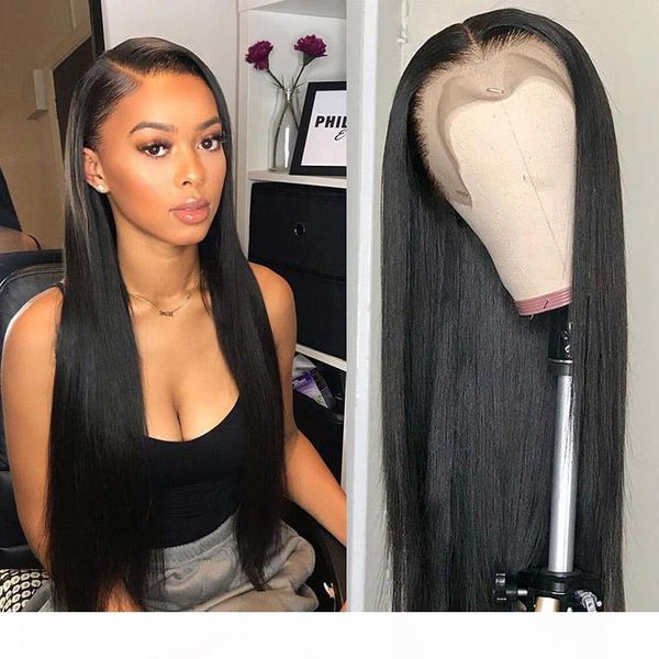 

human hair 360 lace front wig straight long african american glueless virgin brazilian full lace human wigs for black women, Black;brown