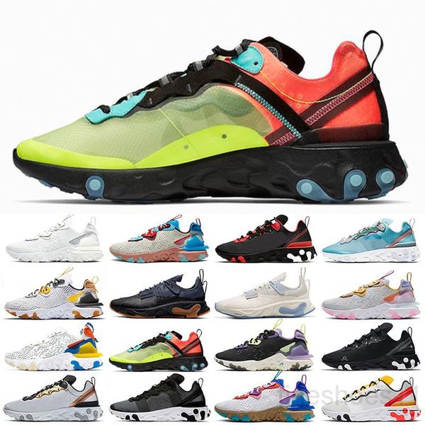 

selling womens mens react vision casual shoes triple white black orange pn dust react element 55 athletic trainers sneakers hu9n