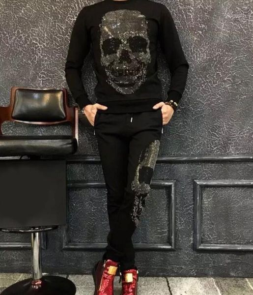 

suit 2 piece set men's streest wear tracksuit male sweatshirt long sleeve p8711, Gray