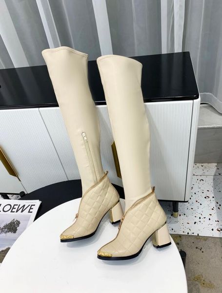 

high boot luxury design women boots leather side zipper design metal pattern decoration martin booties comfortable thick heel ankle boottem, Black