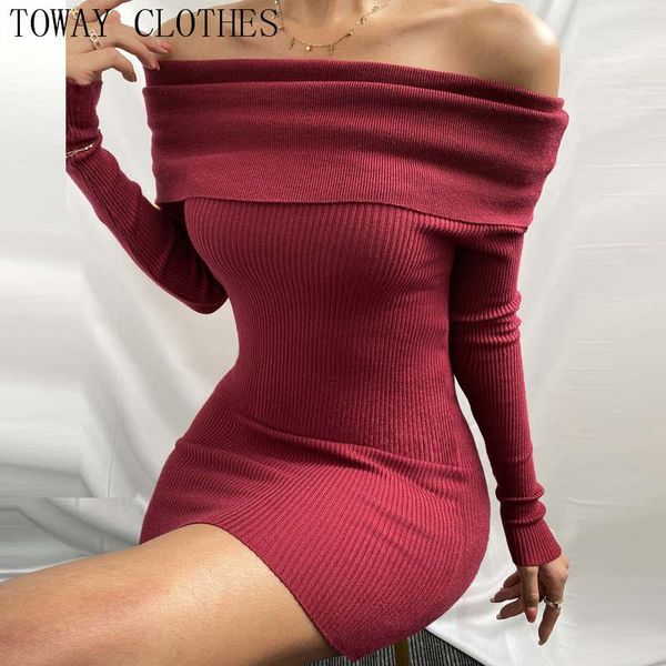 

women rib-knit plain off shoulder long sleeve knit bodycon dress, Black;gray