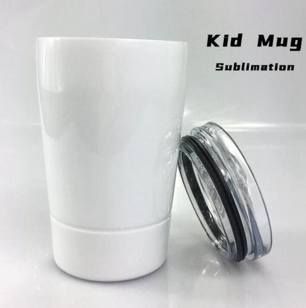 

sublimation white kid mug with lid stainless steel water battle double layer wine glasses thermal insulation cup sea shipping lsk1655