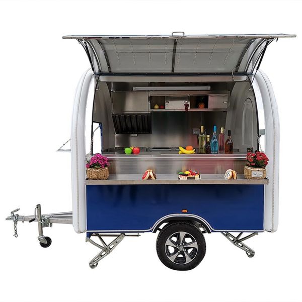 

blue/white food truck catering food trailer