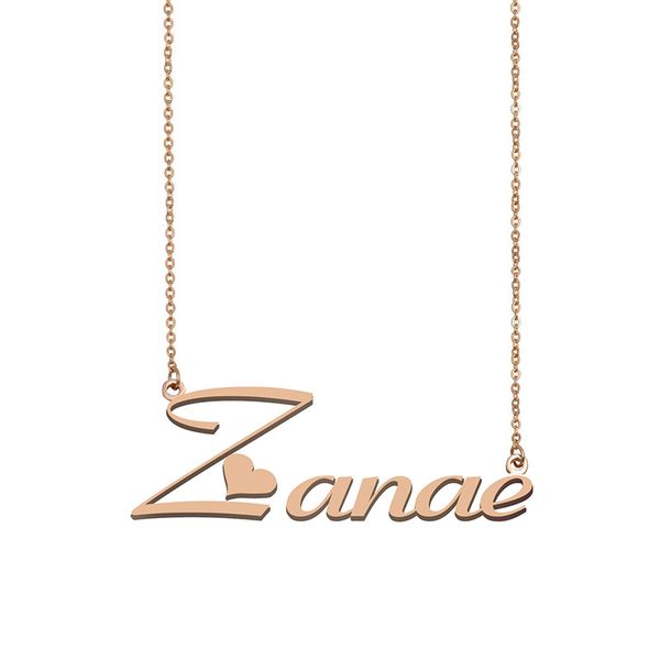 

zanae name necklace custom nameplate pendant for women girls birthday gift kids friends jewelry 18k gold plated stainless steel, Silver