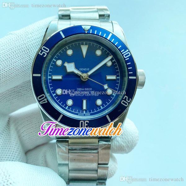 

new automatic mens watch 42mm steel case white hands blue bezel blue dial stainless steel bracelet wristwatches timezonewatch twtd e44b1, Slivery;brown