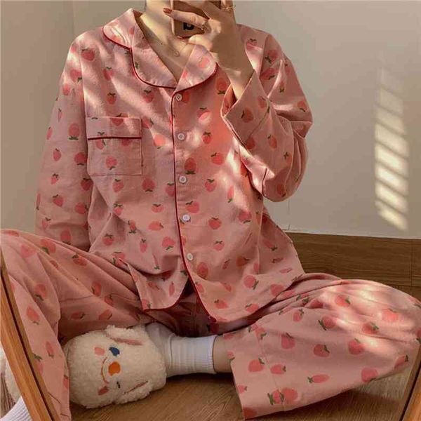 

womens pajamas autumn spring long sleeve soft sleepwear set striped cartoon pyjama woman home nightwear set cardigan, Black;red