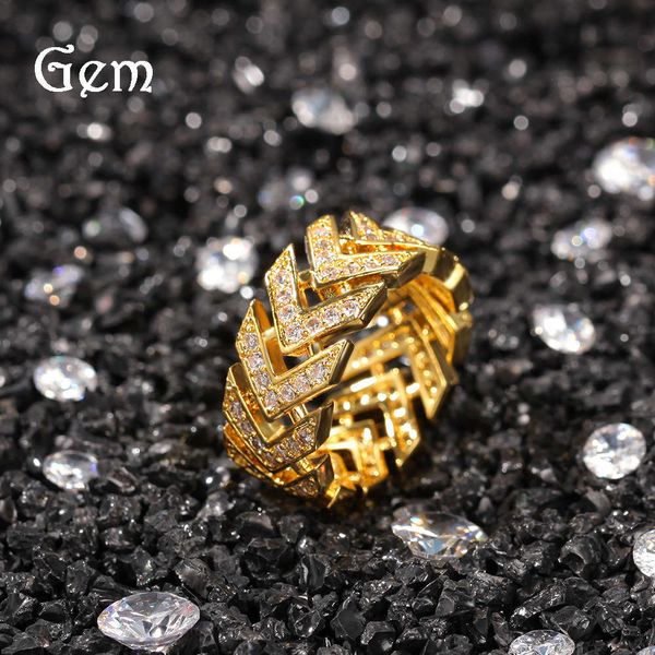 

new gold plated arrow copper zircon ring for men's hip hop accessories, Silver