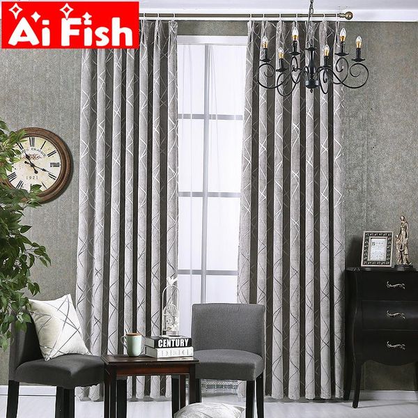 

curtain & drapes simple modern living room thicken chenille grey beige and coffee jacquard water cube shade curtains for bedroom decor ap293