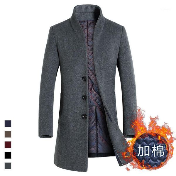 

new stand collar men's long windbreaker coats fashion winter warm men trench winter wool long thick jacket mens overcoat1, Tan;black