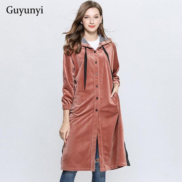 

plain color high street trench coats 2020 autumn winter warm coats single-breasted hooded fashion street party women's trench1, Tan;black