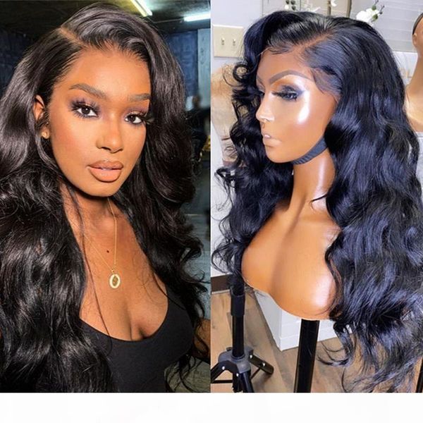 

180% & 150% density body wave lace front wig transparent lace frontal wigs medium length body wavy front human hair wigs, Black;brown