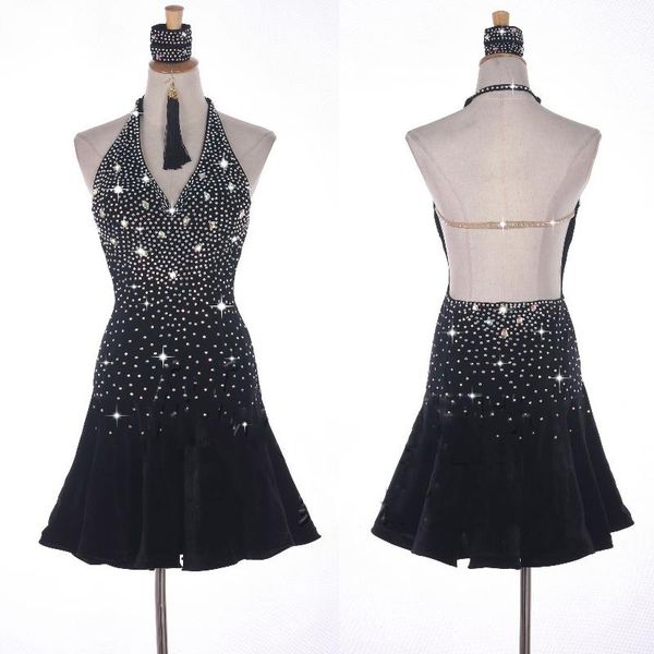 

stage wear latin dance dresses for women costumes lace club party dancer singer entertainer diamonds black dress bl1114, Black;red