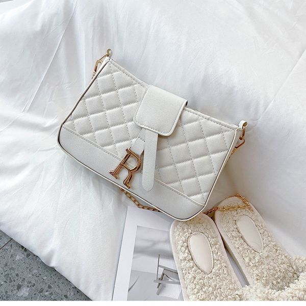 

girl 2020 summer new fashion versatile lingge embroidery chain bucket bag women's one embroidery embroideryshoulder straddle bag fosxo