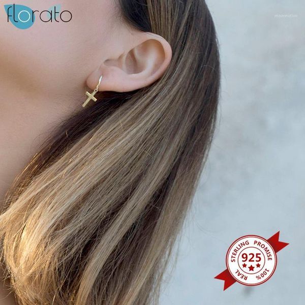 

925 sterling silver cross hoop earrings small round circle earrings for women females men lover gifts fashion jewelry1, Golden;silver