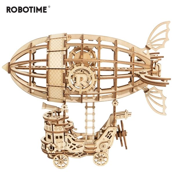 

robotime 176pcs diy 3d wooden airship puzzle game popular toy gift for children friend tg407 y200413