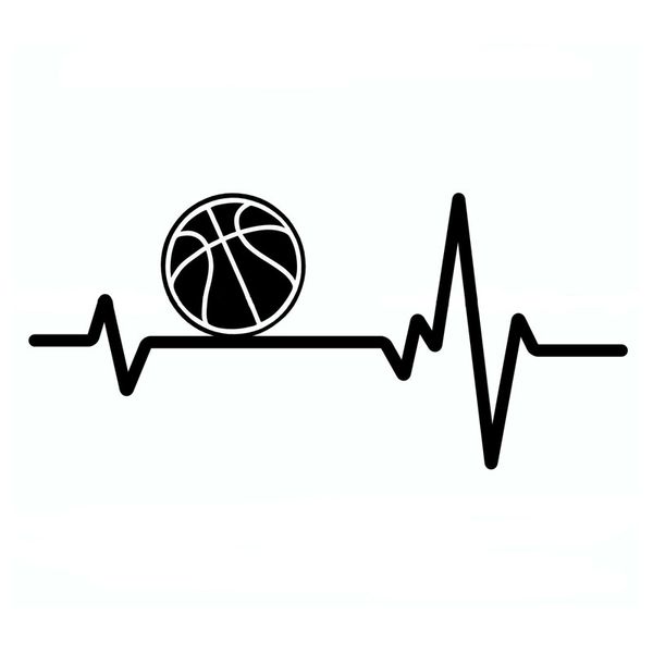 

15cm*6.9cm ball basketball heartbeat vinyl black/silver car sticker c22-1101