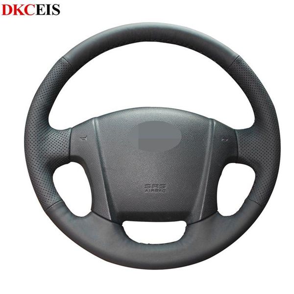 

hand-stitched black soft artificial leather anti-slip car steering wheel cover for kia sportage 2 2010 2009 2008 2007 2006 2020