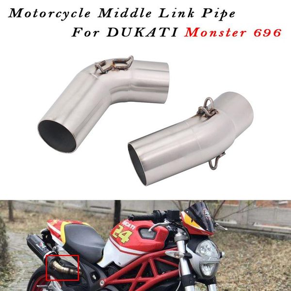 

motorcycle exhaust muffler pipe escape moto stainless steel middle link pipe for dukati 696 front middle set link