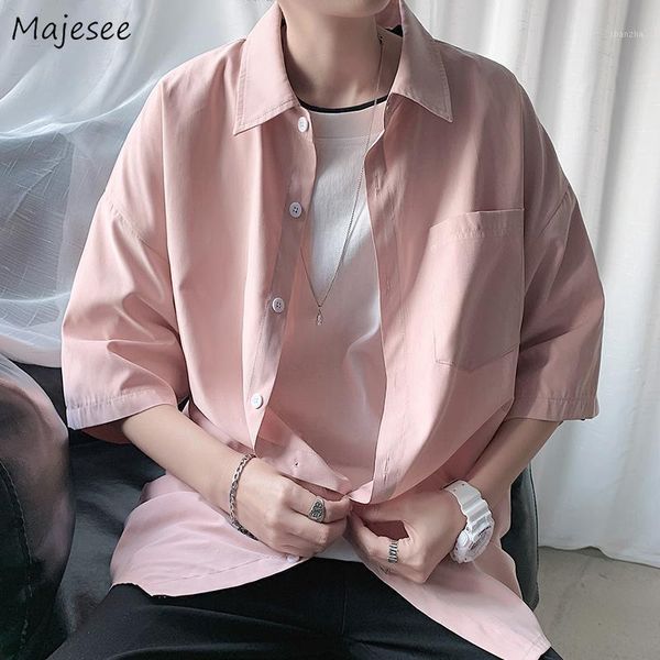 

men shirts solid simple loose oversize 2xl casual fashion single breasted mens all-match soft chic streetwear korean style1, White;black