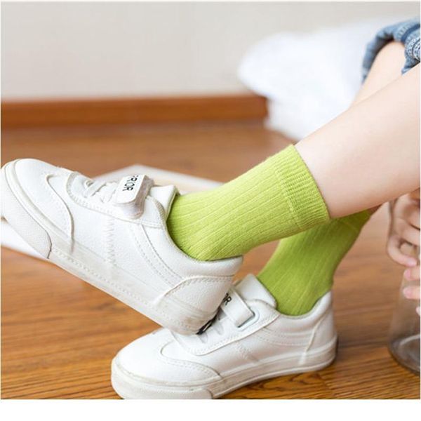 

children's solid color striped socks warm in autumn and winter, sweat absorption, ventilation and friction proof cott qylgod, Black