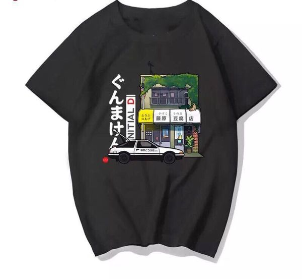 

fashion short sleeve youth round collar customized ae86 tofu shop driftvintage sport hooded sweatshirt hoodie t shirt