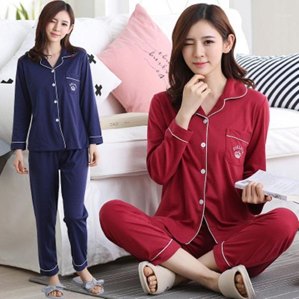 

2020 ubeauty new polyster pajamas nightwear women set soft and comfortable cartoon color leisure long sleeve sleepwear1, Black;red
