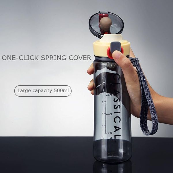 

500 мл фитнес спортивный шейкер пластиковая бутылка воды фрукты лимонный сок питьевая бутылка утечка выпить бутылку bpa свободная высокая ем