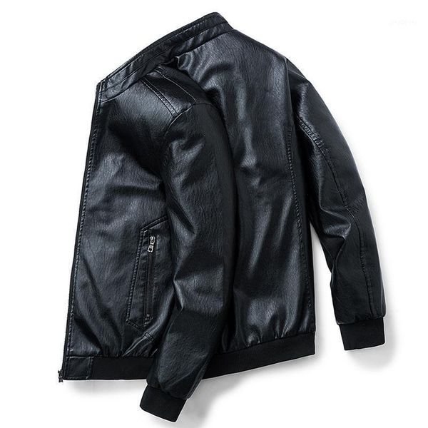 

men's leather jacket design stand collar coat men casual motorcycle leather coat mens biker faux jackets windbreaker coats 8xl1, Black