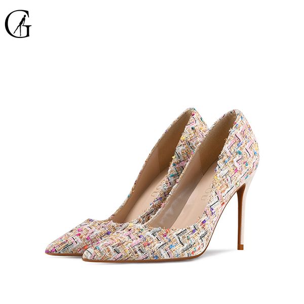 

goxeou women's shoes weaving pattern pointed toe high heels party ball fashion office ladies shoes size 32-46 y200702, Black