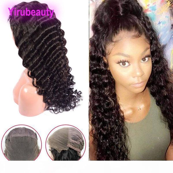 

brazilian virgin hair full lace wigs deep wave 8-36inch pre plucked yirubeauty full lace wigs deep curly middle three side part, Black;brown