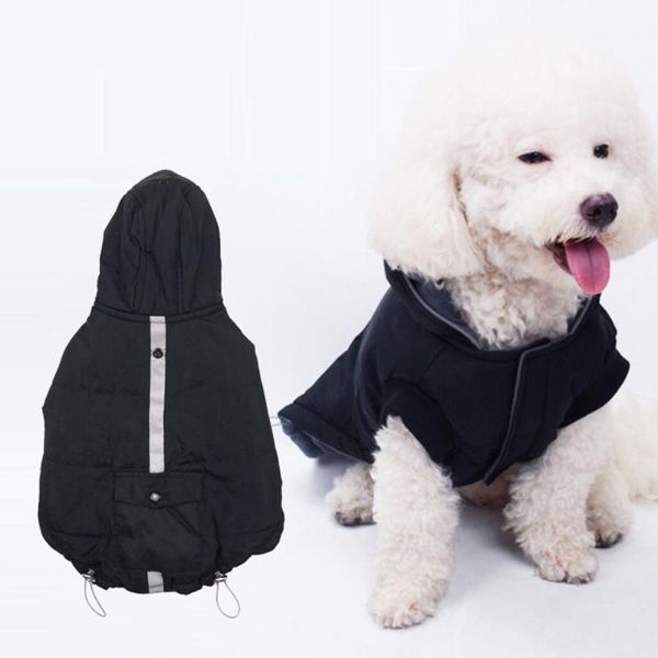 

winter dog cotton jacket hoodie coat reflective dog vest black coat warm clothing for small medium large dogs1