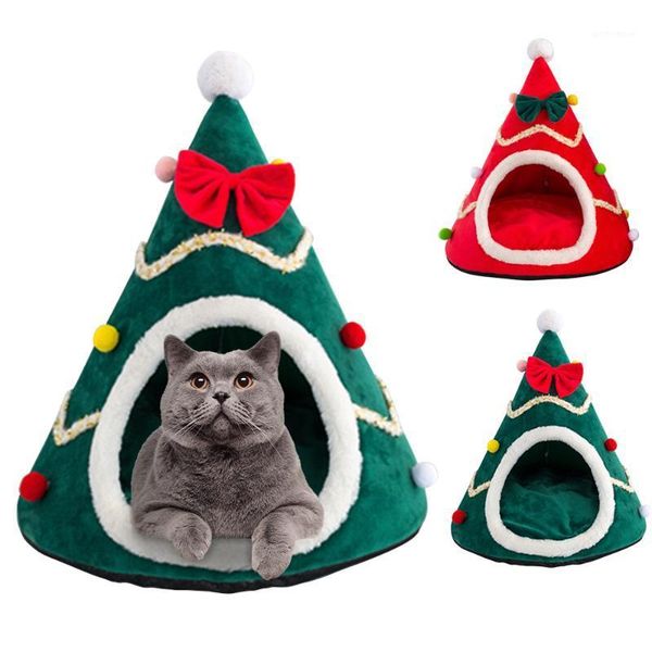 

cat beds & furniture durable bed accessories cute dog for small dogs christmas tree shape tent winter warm soft nest kitten mat pet product1