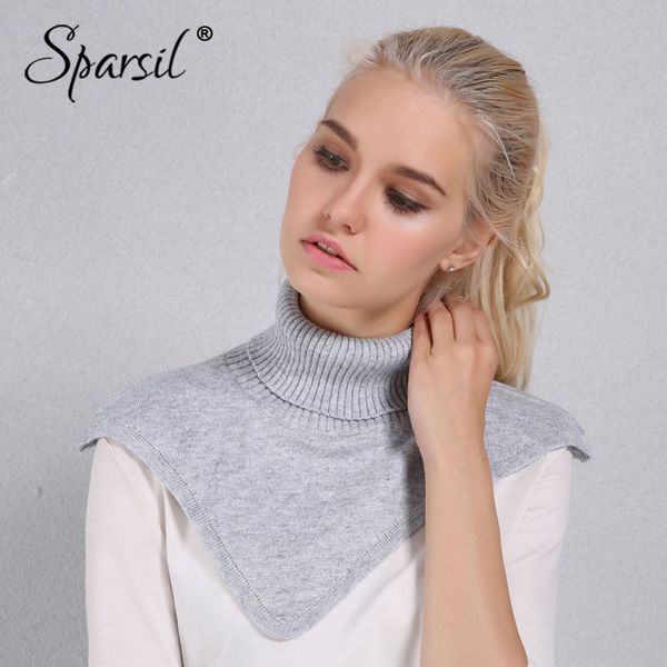 

sparsil women winter turtleneck knitted ring scarf irregular design cap collar autumn knitting pullover warm soft scarves 201026, Blue;gray