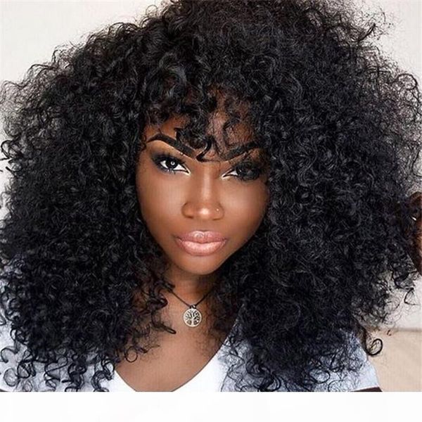 

13x6 kinky curly lace front human hair wigs with baby hair peruvian remy hair preplucked lace wig bleached knots, Black;brown