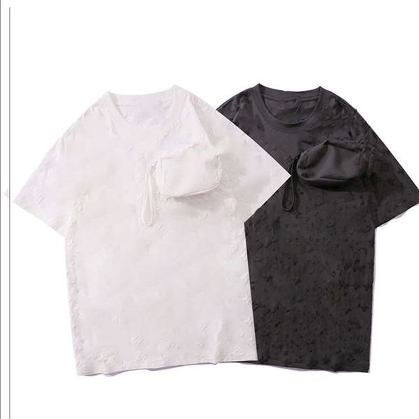 

men's summer fashion letter casual full printed pockets removable sweat-absorbent street style short sleeves t-shirt black white size s, White;black