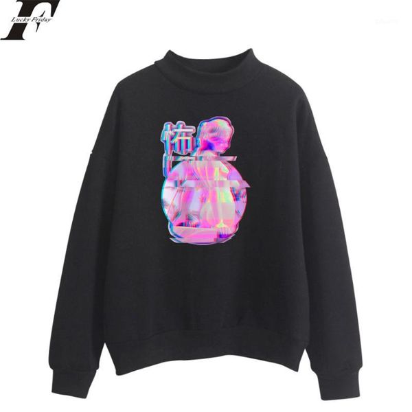 

2018 vaporwave anime women/men hoodies loose casual sweatshirts funny oversize turtlenecks hoodies sweatshirts1, Black