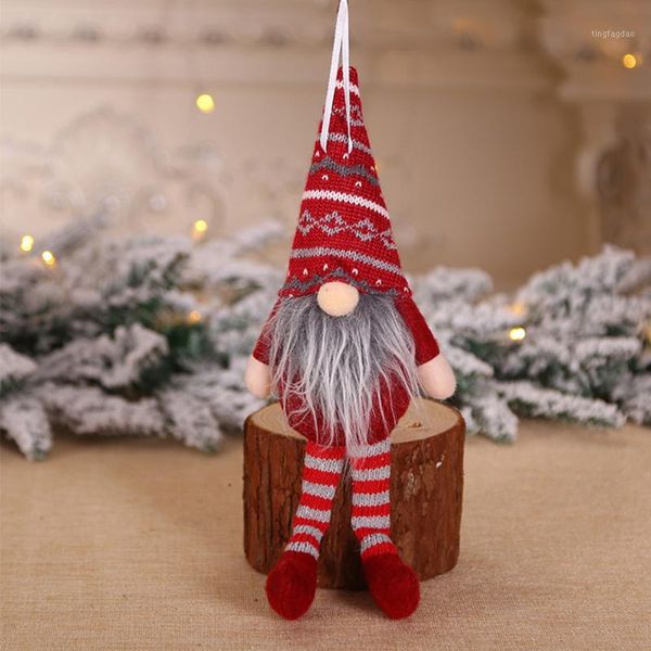 

christmas decorations ornament gifts cute diy mini holiday tree drop hanging wall pendant knitted long leg doll party1