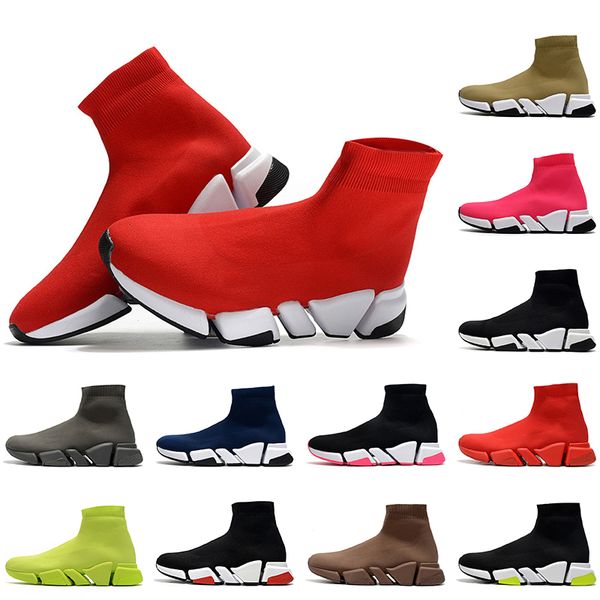 

2021 designer holllow bottoms sock trainers women mens sock shoes luxurys designers casual shoes tripler loafers mens sneakers womens boots, Black