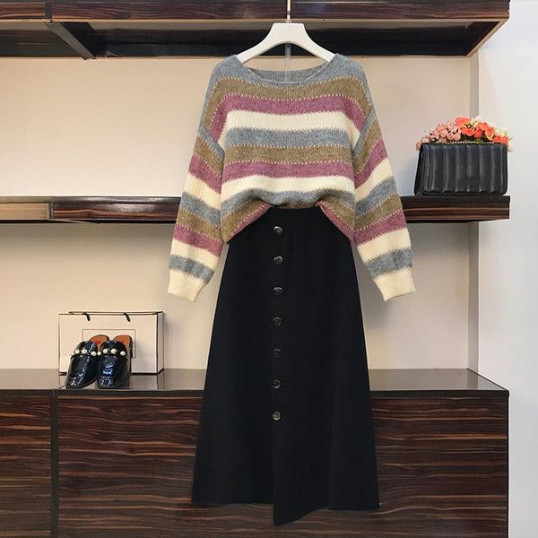 

женщины негабаритные костюмы двух частей набор юбки и верхний набор 2-х частей наборов для женщин плюс размер двух нарядов, Gray