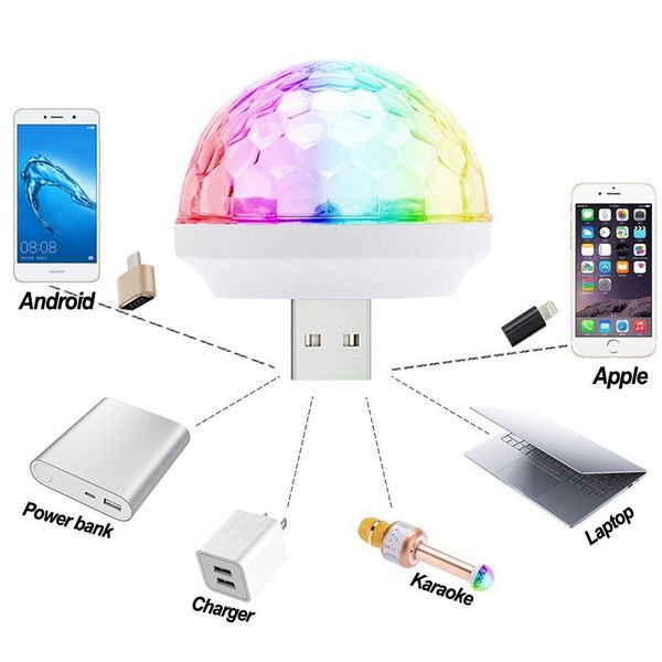 LED efektleri usb mini disko top parti ışıkları küresel ses kontrolü taşınabilir LED araba atmosfer ışığı Cadılar Bayramı Noel Partileri Karaoke Bar