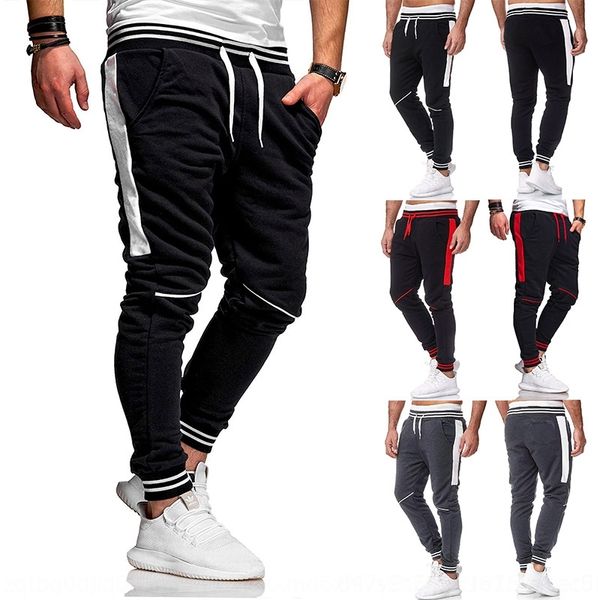 

nn51c 2020 casual size men's and winter new autumn fashion stitching pants european pants lace-up belt sports casual trousers 7149 iaqk, Blue