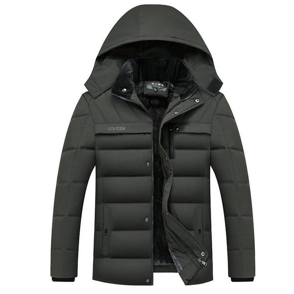 

men's down & parkas winter coat thick hooded, Black