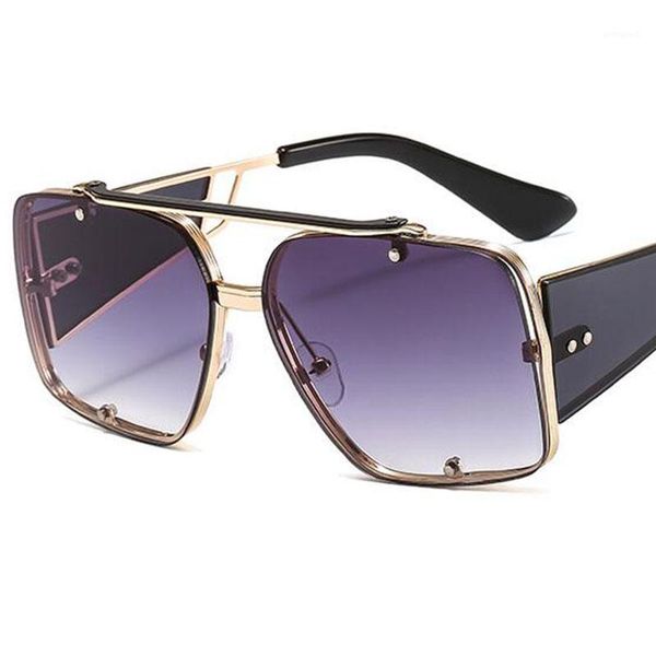 

sunglasses 2021 metal rivet oversized gradient fashion square sun glasses men women shades uv400 female frame1, White;black