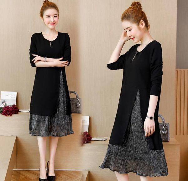 

2021 New Spring Plus Size Long-sleeved Fine Around Neck As Women Fs0k, Black;gray